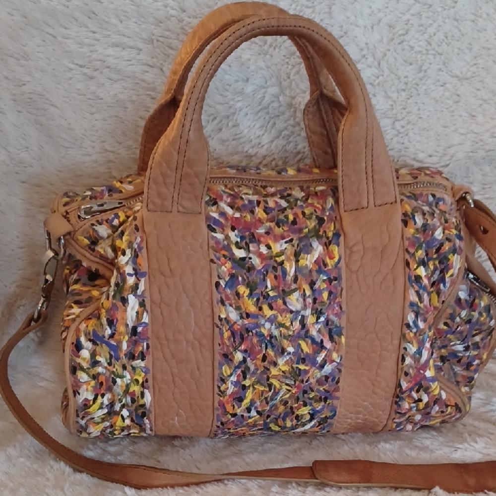 Alexander Wang Tan Satchel with Beautiful Multi-Color Quilted Texture- HB292